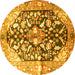 Round Persian Yellow Traditional Rug, tr196yw
