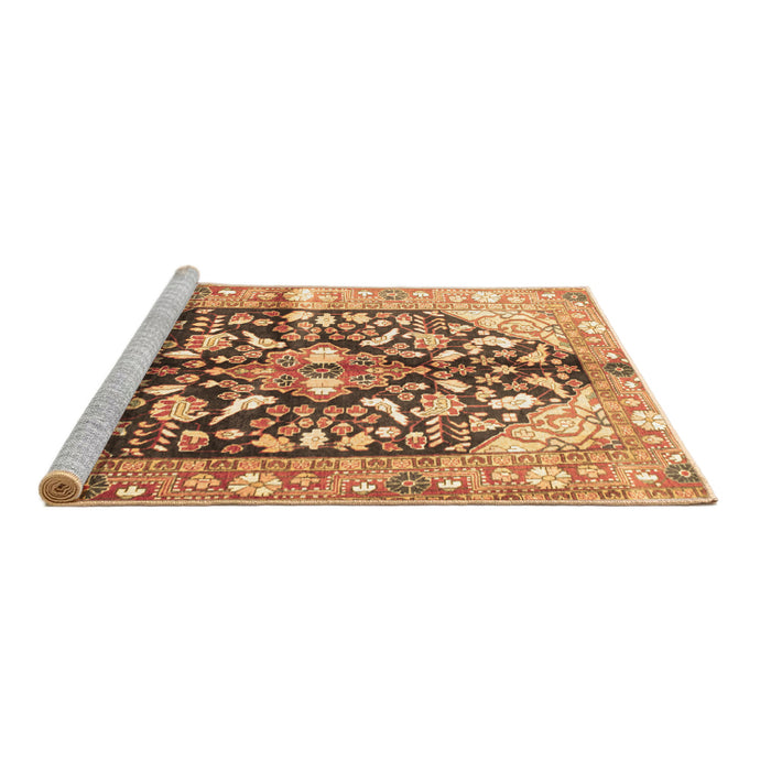 Sideview of Machine Washable Persian Brown Traditional Rug, wshtr196brn