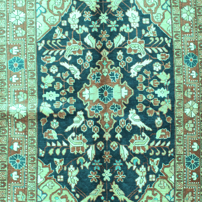 Machine Washable Persian Turquoise Traditional Area Rugs, wshtr196turq