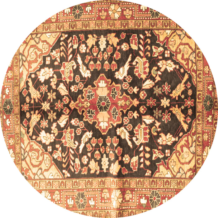 Round Persian Brown Traditional Rug, tr196brn