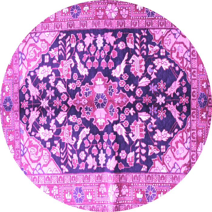 Round Persian Purple Traditional Rug, tr196pur