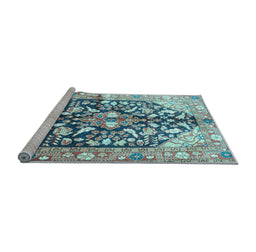 Sideview of Machine Washable Persian Light Blue Traditional Rug, wshtr196lblu