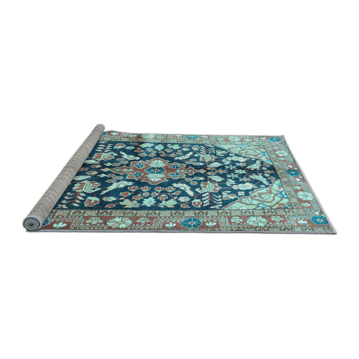Sideview of Machine Washable Persian Light Blue Traditional Rug, wshtr196lblu