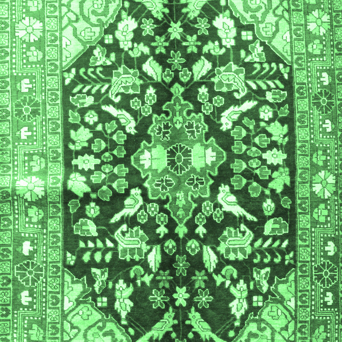 Machine Washable Persian Emerald Green Traditional Area Rugs, wshtr196emgrn