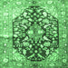 Square Persian Emerald Green Traditional Rug, tr196emgrn