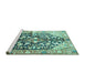 Sideview of Machine Washable Persian Turquoise Traditional Area Rugs, wshtr196turq