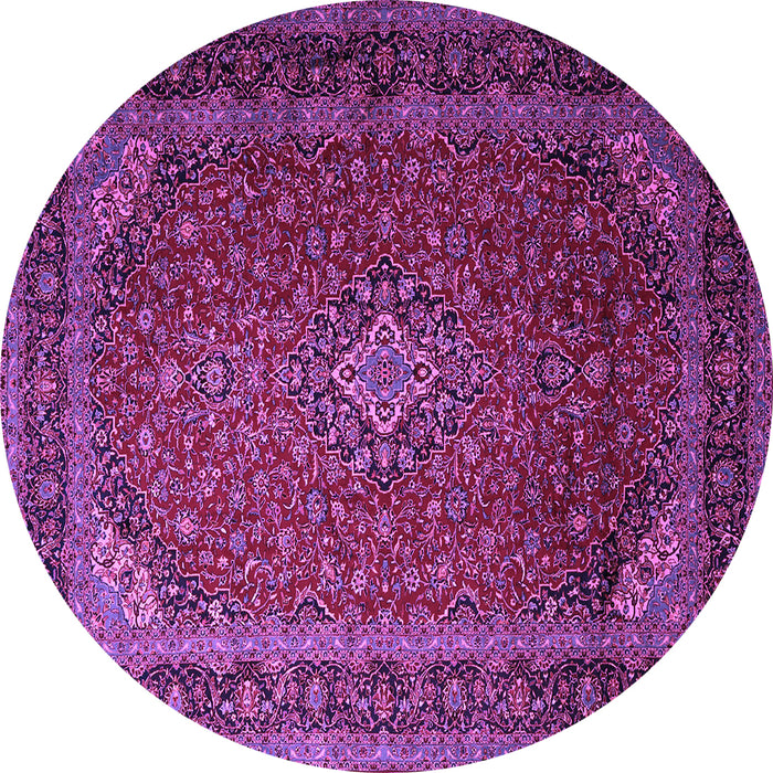 Round Medallion Purple Traditional Rug, tr1970pur