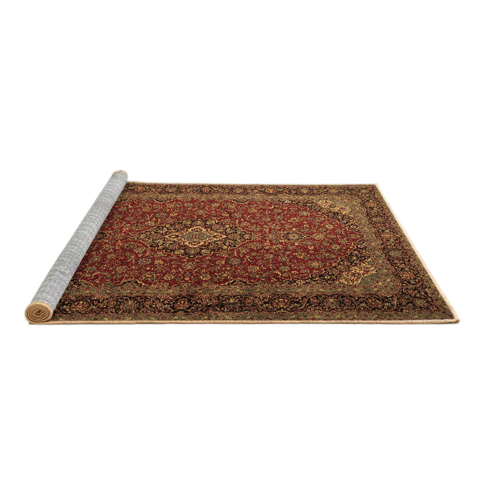 Sideview of Machine Washable Medallion Brown Traditional Rug, wshtr1970brn
