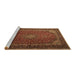 Sideview of Machine Washable Medallion Brown Traditional Rug, wshtr1970brn