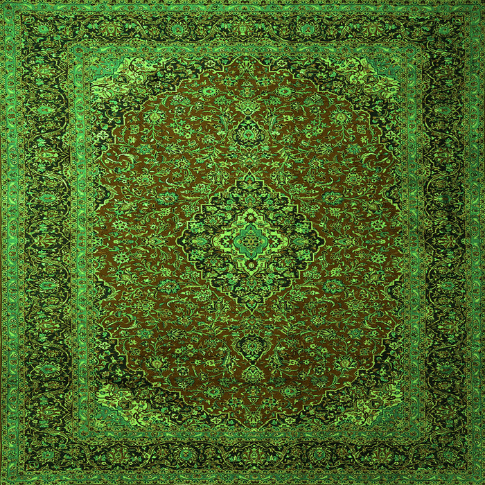 Serging Thickness of Medallion Green Traditional Rug, tr1970grn