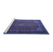 Sideview of Machine Washable Medallion Blue Traditional Rug, wshtr1970blu