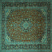 Square Medallion Turquoise Traditional Rug, tr1970turq