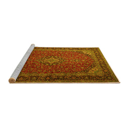 Sideview of Machine Washable Medallion Yellow Traditional Rug, wshtr1970yw