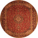 Machine Washable Medallion Orange Traditional Area Rugs, wshtr1970org