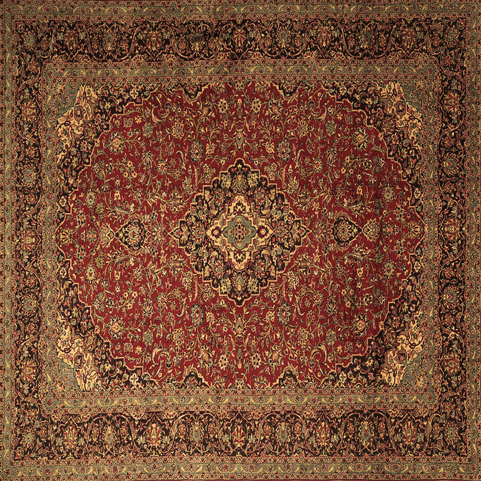 Square Machine Washable Medallion Brown Traditional Rug, wshtr1970brn