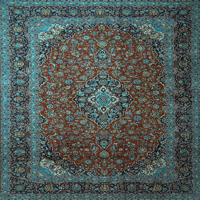 Square Medallion Light Blue Traditional Rug, tr1970lblu