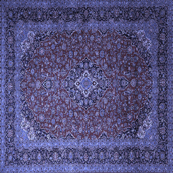 Square Machine Washable Medallion Blue Traditional Rug, wshtr1970blu