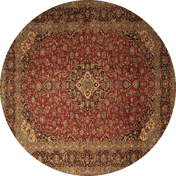 Round Medallion Brown Traditional Rug, tr1970brn
