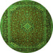 Square Medallion Green Traditional Rug, tr1970grn