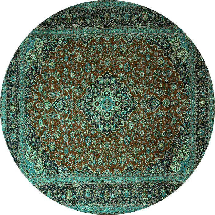 Round Medallion Turquoise Traditional Rug, tr1970turq