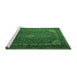 Sideview of Machine Washable Medallion Emerald Green Traditional Area Rugs, wshtr1970emgrn