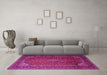 Machine Washable Medallion Pink Traditional Rug in a Living Room, wshtr1970pnk