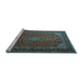 Sideview of Machine Washable Medallion Light Blue Traditional Rug, wshtr1970lblu