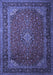 Machine Washable Medallion Blue Traditional Rug, wshtr1970blu