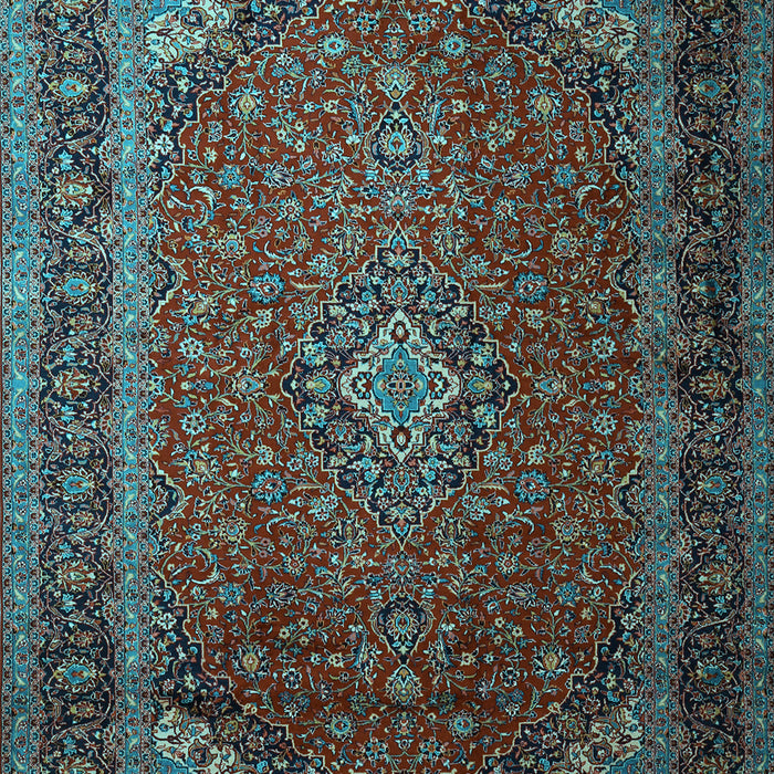 Machine Washable Medallion Light Blue Traditional Rug, wshtr1970lblu