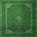 Square Machine Washable Medallion Emerald Green Traditional Area Rugs, wshtr1970emgrn