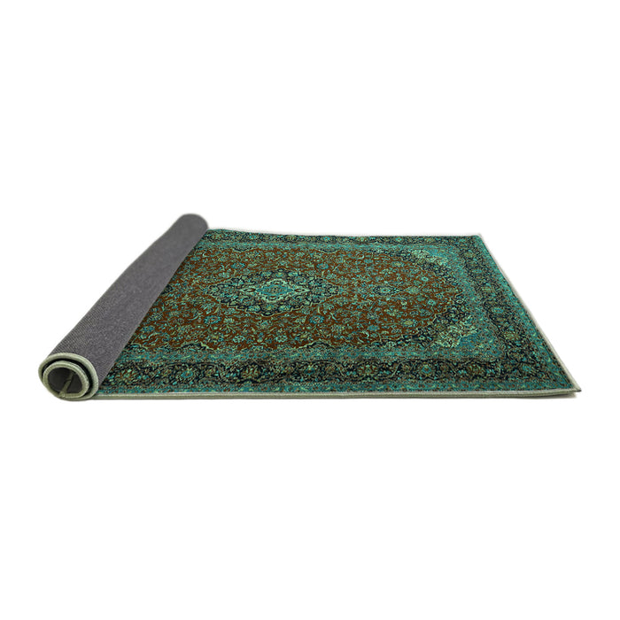 Sideview of Medallion Turquoise Traditional Rug, tr1970turq