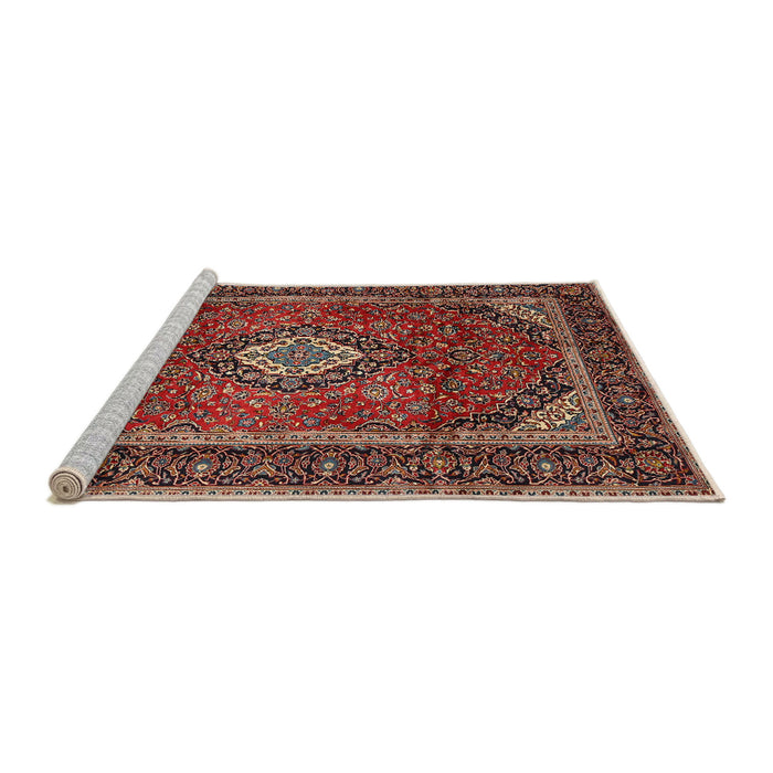 Sideview of Machine Washable Traditional Saffron Red Rug, wshtr1971
