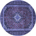 Round Machine Washable Persian Blue Traditional Rug, wshtr1971blu