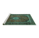 Sideview of Machine Washable Persian Turquoise Traditional Area Rugs, wshtr1971turq