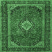 Square Machine Washable Persian Emerald Green Traditional Area Rugs, wshtr1971emgrn