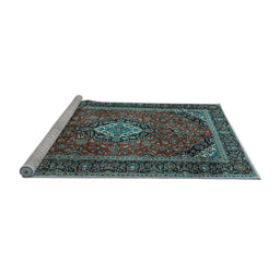 Sideview of Machine Washable Persian Light Blue Traditional Rug, wshtr1971lblu