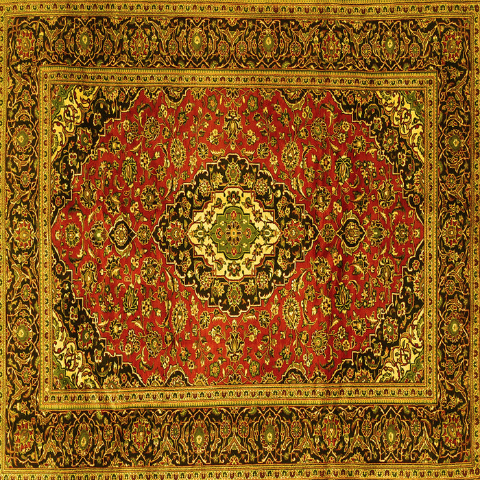 Square Machine Washable Persian Yellow Traditional Rug, wshtr1971yw