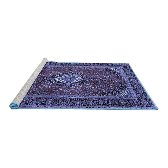 Sideview of Machine Washable Persian Blue Traditional Rug, wshtr1971blu