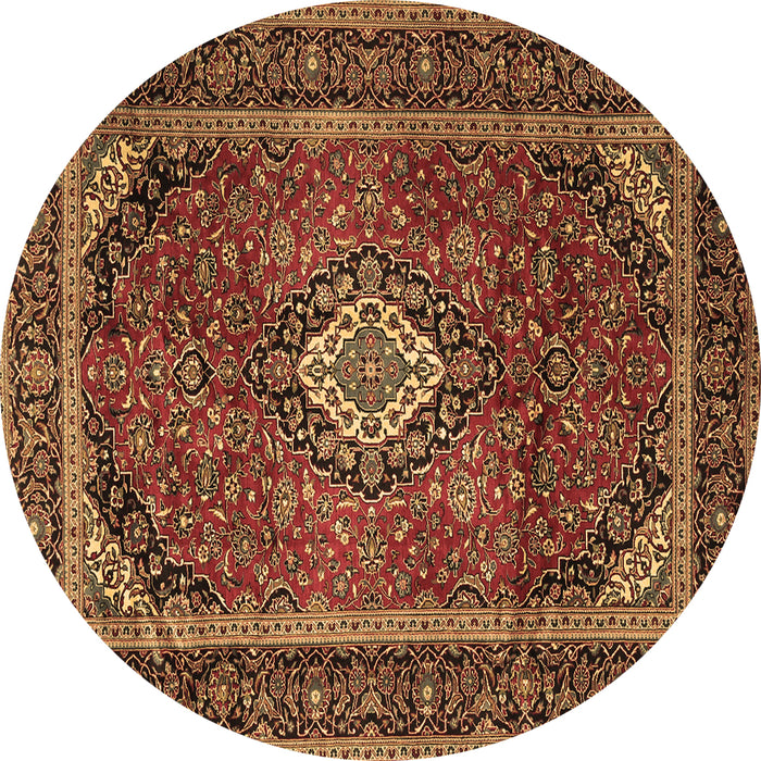 Round Persian Brown Traditional Rug, tr1971brn