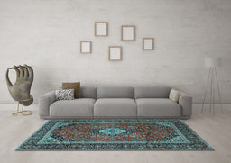 Machine Washable Persian Light Blue Traditional Rug in a Living Room, wshtr1971lblu