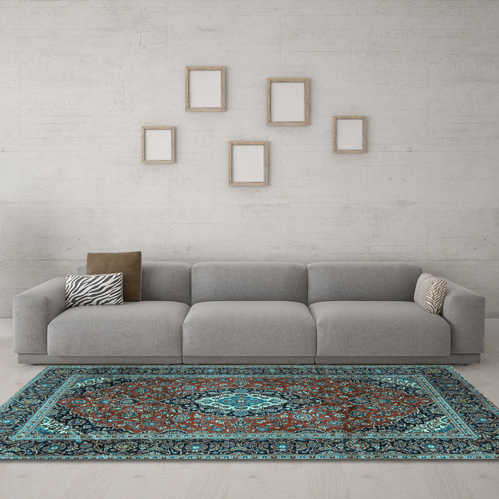 Machine Washable Persian Light Blue Traditional Rug in a Living Room, wshtr1971lblu