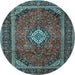 Round Machine Washable Persian Light Blue Traditional Rug, wshtr1971lblu