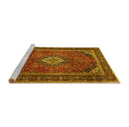 Sideview of Machine Washable Persian Yellow Traditional Rug, wshtr1971yw