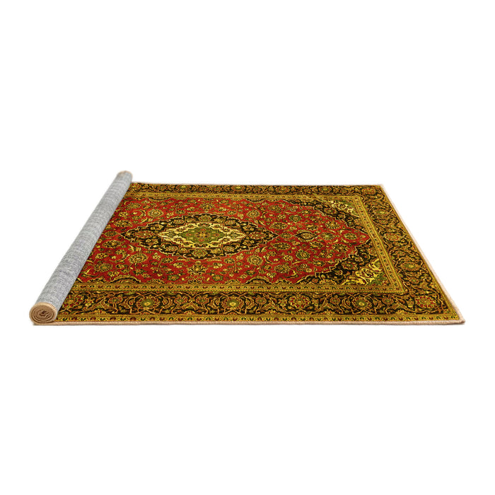 Sideview of Machine Washable Persian Yellow Traditional Rug, wshtr1971yw