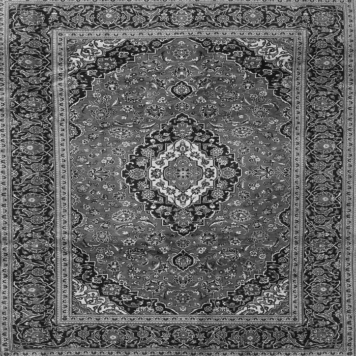 Round Machine Washable Persian Gray Traditional Rug, wshtr1971gry