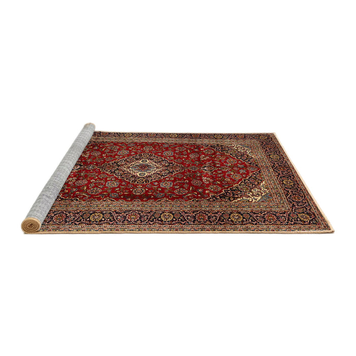 Sideview of Machine Washable Traditional Saffron Red Rug, wshtr1972