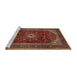 Sideview of Machine Washable Traditional Saffron Red Rug, wshtr1972