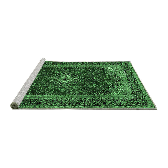 Sideview of Machine Washable Persian Emerald Green Traditional Area Rugs, wshtr1972emgrn