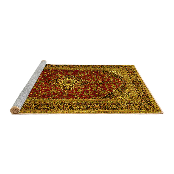 Sideview of Machine Washable Persian Yellow Traditional Rug, wshtr1972yw