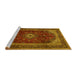 Sideview of Machine Washable Persian Yellow Traditional Rug, wshtr1972yw